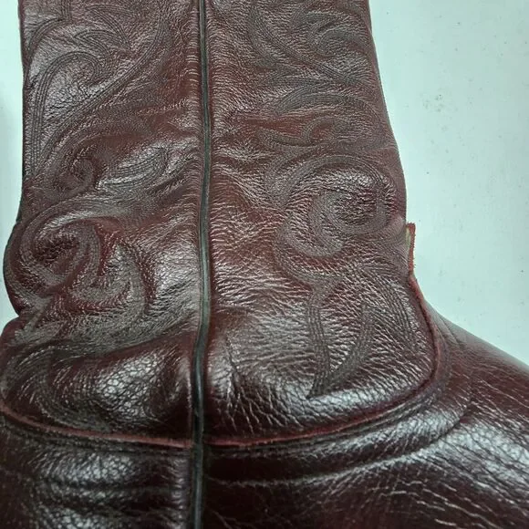 Vintage J. Chisholm Cowboy Western Boots Black Cherry Mens 12 EE 11220 USA Made - Picture 4 of 16